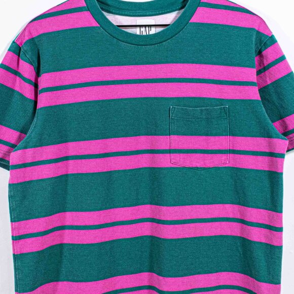 GAP Striped Pocket T-Shirt Surf Skate Medium Y2K Streetwear Grunge Beach - Picture 3 of 7
